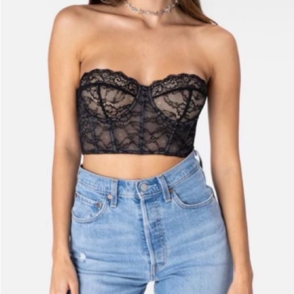 Black Lace Bustier Top - WORN ONCE